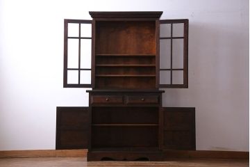 ビンテージ　松本民芸家具　シックな雰囲気漂うA型食器棚(収納棚、戸棚、カップボード)(定価約43万円)