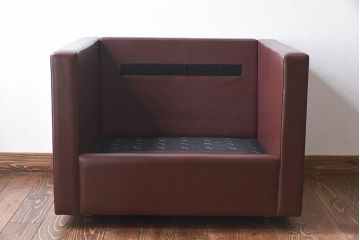 中古　KNOLL(ノール)社　本革1人掛けソファ(ラウンジソファ)(定価約85万円)(1)