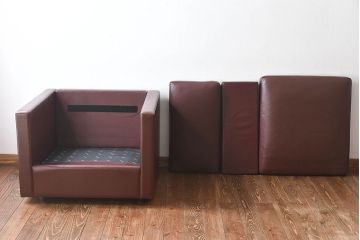 中古　KNOLL(ノール)社　本革1人掛けソファ(ラウンジソファ)(定価約85万円)(2)