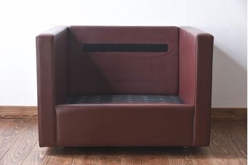 中古　KNOLL(ノール)社　本革1人掛けソファ(ラウンジソファ)(定価約85万円)(2)