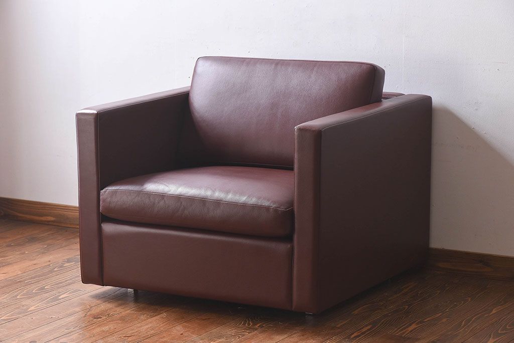 中古 KNOLL(ノール)社 本革1人掛けソファ(ラウンジソファ)(定価約85万円)(2)