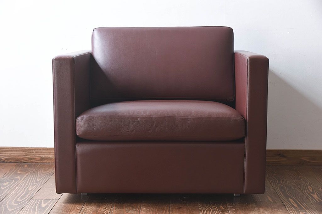 中古 KNOLL(ノール)社 本革1人掛けソファ(ラウンジソファ)(定価約85万円)(2)