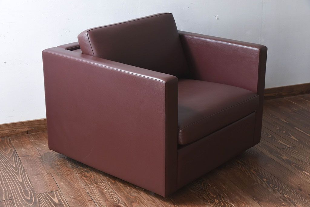 中古 KNOLL(ノール)社 本革1人掛けソファ(ラウンジソファ)(定価約85万円)(2)