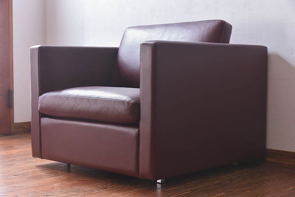 中古 KNOLL(ノール)社 本革1人掛けソファ(ラウンジソファ)(定価約85万円)(2)