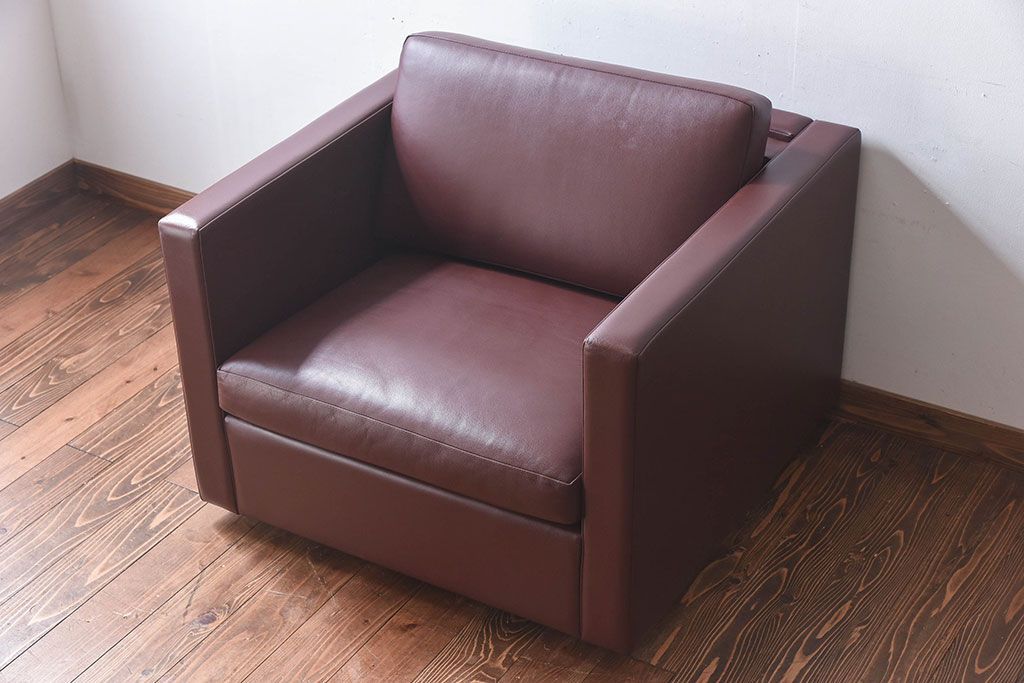 中古 KNOLL(ノール)社 本革1人掛けソファ(ラウンジソファ)(定価約85万円)(2)