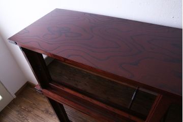 【T様ご成約】中古　岩谷堂箪笥　赤みがかった木肌が存在感を放つ大型2段重ね収納棚(キャビネット)(定価約54万円)