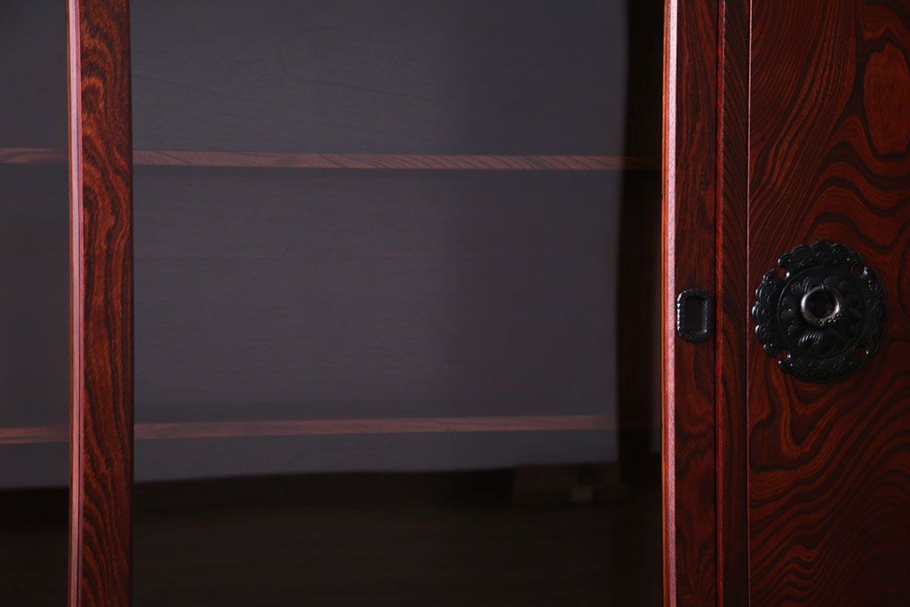 【T様ご成約】中古　岩谷堂箪笥　赤みがかった木肌が存在感を放つ大型2段重ね収納棚(キャビネット)(定価約54万円)