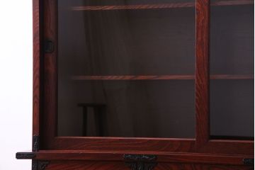 【T様ご成約】中古　岩谷堂箪笥　赤みがかった木肌が存在感を放つ大型2段重ね収納棚(キャビネット)(定価約54万円)