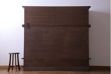 【T様ご成約】中古　岩谷堂箪笥　赤みがかった木肌が存在感を放つ大型2段重ね収納棚(キャビネット)(定価約54万円)