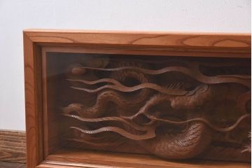 アンティーク雑貨　総ケヤキ材　飛龍　迫力のある存在感が魅力的な欄間