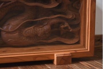 アンティーク雑貨　総ケヤキ材　飛龍　迫力のある存在感が魅力的な欄間