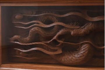 アンティーク雑貨　総ケヤキ材　飛龍　迫力のある存在感が魅力的な欄間