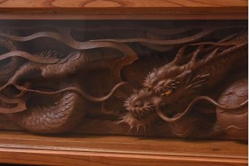 アンティーク雑貨　総ケヤキ材　飛龍　迫力のある存在感が魅力的な欄間