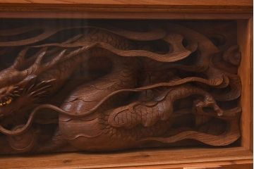 アンティーク雑貨　総ケヤキ材　飛龍　迫力のある存在感が魅力的な欄間