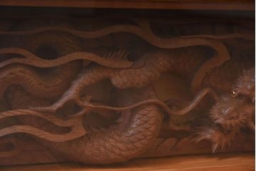 アンティーク雑貨　総ケヤキ材　飛龍　迫力のある存在感が魅力的な欄間