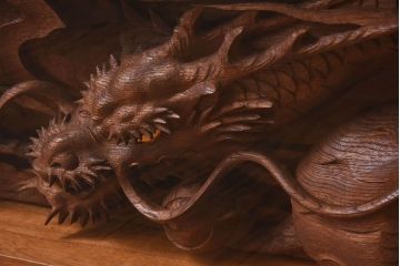 アンティーク雑貨　総ケヤキ材　飛龍　迫力のある存在感が魅力的な欄間