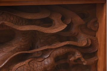アンティーク雑貨　総ケヤキ材　飛龍　迫力のある存在感が魅力的な欄間