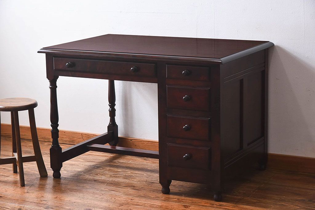 中古美品　九州民芸家具　上品な雰囲気漂う片袖机(勉強机、在宅ワーク、在宅用デスク)(定価約28万円)