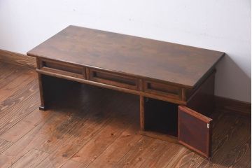 中古　九州民芸家具　直線的なデザインが魅力的な文机(座卓、センターテーブル)