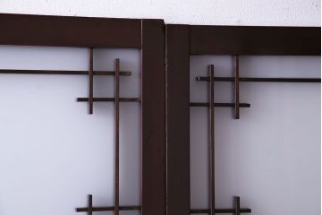 極美品　すりガラス使用　漆のきれいなガラス戸(引き戸、建具)4枚セット