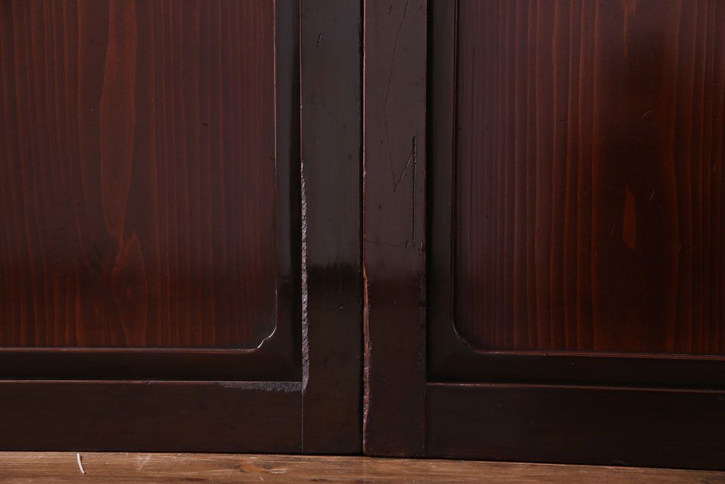 極美品　すりガラス使用　漆のきれいなガラス戸(引き戸、建具)4枚セット