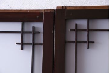 極美品　すりガラス使用　漆のきれいなガラス戸(引き戸、建具)4枚セット