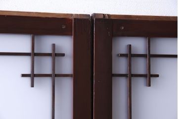 極美品　すりガラス使用　漆のきれいなガラス戸(引き戸、建具)4枚セット