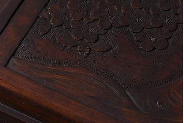 ヴィンテージ家具　ビンテージ　伝統工芸　軽井沢彫り　シックな小物入れ(茶箱、木箱)