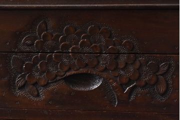 ヴィンテージ家具　ビンテージ　伝統工芸　軽井沢彫り　シックな小物入れ(茶箱、木箱)
