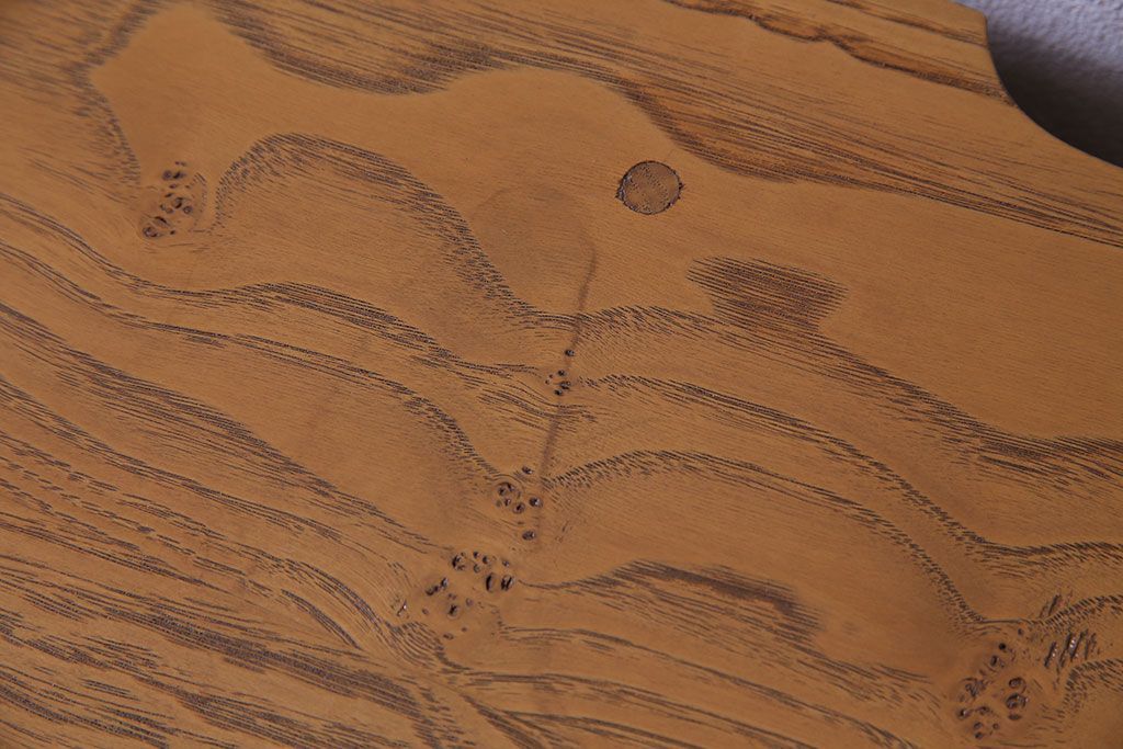 中古　ブランド家具「頑固おやじ」　総栗材　濃い木目が印象的なローボード(テレビボード、リビングボード)