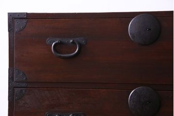 アンティーク家具　和製アンティーク　明治大正期の味わい深い二段重ねチェスト(重ね箪笥、時代箪笥、衣装箪笥)