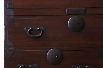 アンティーク家具　和製アンティーク　明治大正期の味わい深い二段重ねチェスト(重ね箪笥、時代箪笥、衣装箪笥)