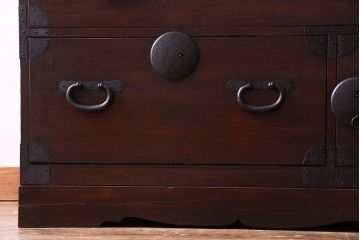 アンティーク家具　和製アンティーク　明治大正期の味わい深い二段重ねチェスト(重ね箪笥、時代箪笥、衣装箪笥)