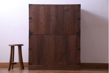 アンティーク家具　和製アンティーク　明治大正期の味わい深い二段重ねチェスト(重ね箪笥、時代箪笥、衣装箪笥)