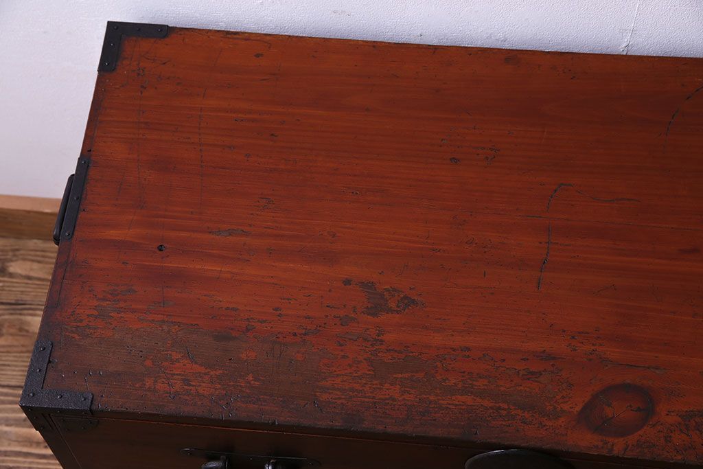 アンティーク家具　和製アンティーク　明治大正期の味わい深い二段重ねチェスト(重ね箪笥、時代箪笥、衣装箪笥)