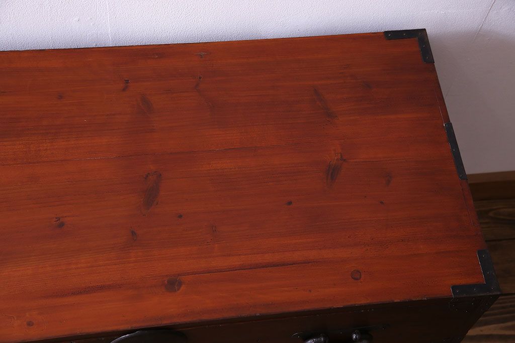 アンティーク家具　和製アンティーク　明治大正期の味わい深い二段重ねチェスト(重ね箪笥、時代箪笥、衣装箪笥)