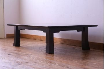 中古　北海道民芸家具　深みのある質感と作りの良さが魅力のローテーブル(座卓、リビングテーブル)