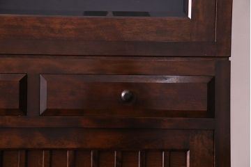 中古　九州民芸家具　木のあたたかみが伝わる食器棚(収納棚、キャビネット)