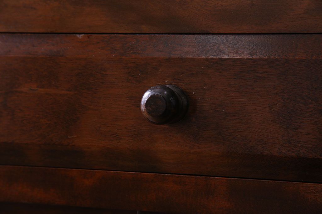 中古　九州民芸家具　木のあたたかみが伝わる食器棚(収納棚、キャビネット)