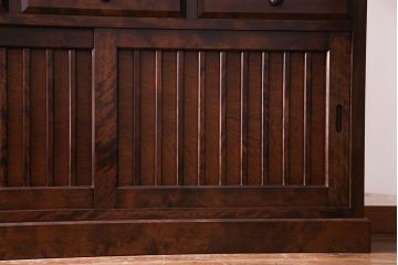 中古　九州民芸家具　木のあたたかみが伝わる食器棚(収納棚、キャビネット)