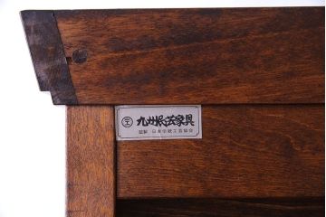 中古　九州民芸家具　木のあたたかみが伝わる食器棚(収納棚、キャビネット)