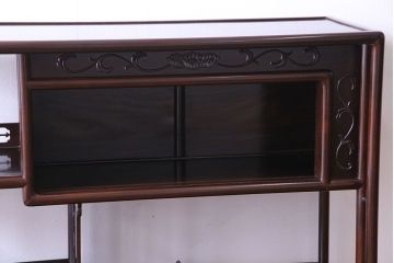 中古　経済産業大臣指定伝統的工芸品　大阪唐木指物　繊細なデザインが美しい飾り棚(茶棚)(定価約220万円)