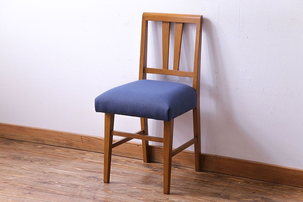 レトロ家具　昭和レトロ　タモ材　爽やかなカラーがおしゃれなチェア(椅子、ダイニングチェア、ワークチェア)です。