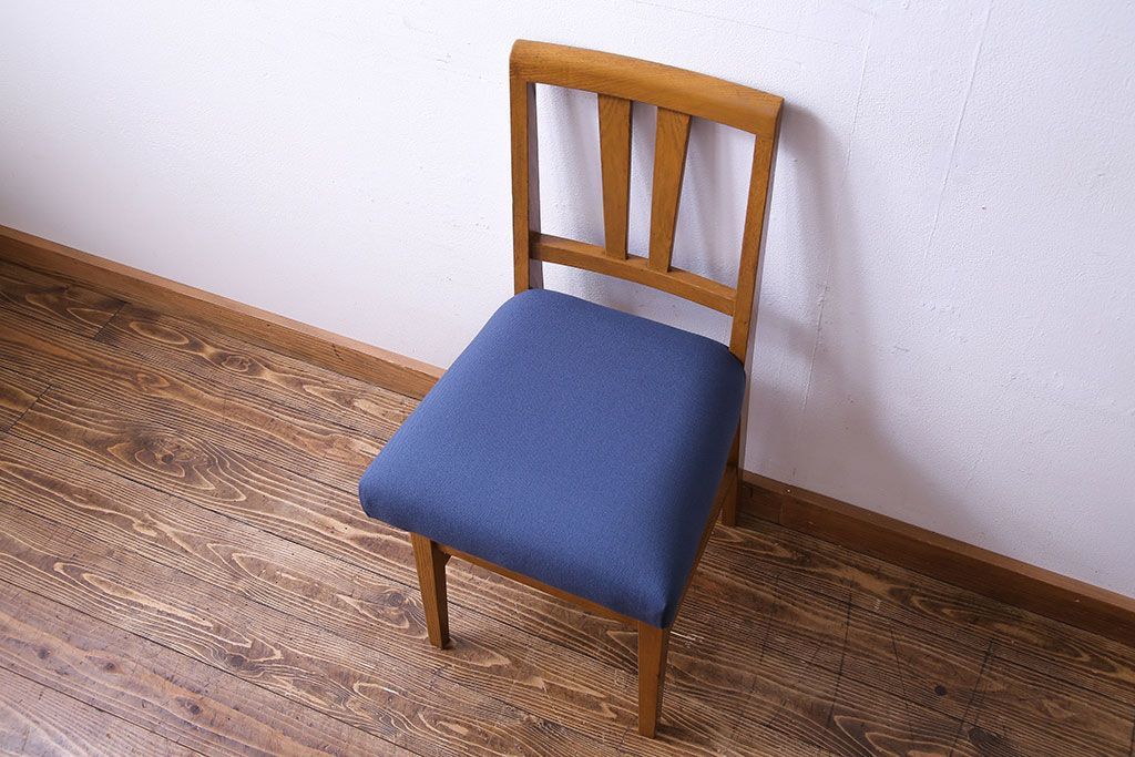 レトロ家具　昭和レトロ　タモ材　爽やかなカラーがおしゃれなチェア(椅子、ダイニングチェア、ワークチェア)です。