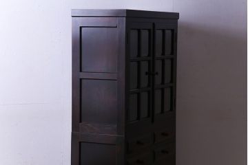 中古　松本民芸家具　G-1型　面取りカップボード(食器棚、本棚)(定価約41万4千円)(3)