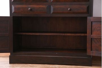 中古　松本民芸家具　G-1型　面取りカップボード(食器棚、本棚)(定価約41万4千円)(3)