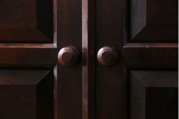 中古　松本民芸家具　G-1型　面取りカップボード(食器棚、本棚)(定価約41万4千円)(3)