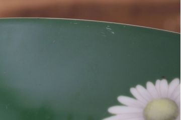 アンティーク雑貨　オールドノリタケ(日陶)　緑地　白菊文様　バイカラーがおしゃれな壱型火鉢(手あぶり、鉢カバー)