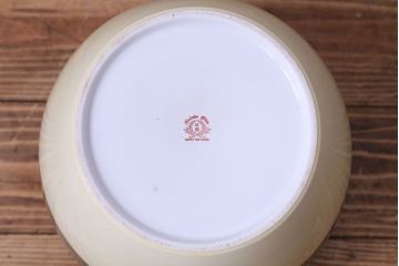 アンティーク雑貨　オールドノリタケ(日陶)　緑地　白菊文様　バイカラーがおしゃれな壱型火鉢(手あぶり、鉢カバー)