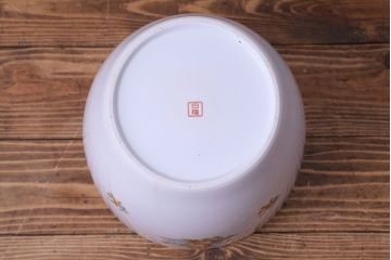 アンティーク雑貨　【F様ご成約済み・ご決済用】オールドノリタケ(日陶)　色絵　草花　上品な雰囲気漂う壱型火鉢(手あぶり、鉢カバー)